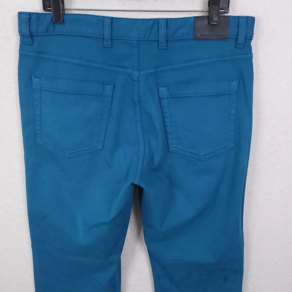 Ermenegildo Zegna Pants Mens 36x30 Teal Blue Cotton Stretch Straight Leg Chinos
